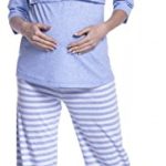 394p Happy Mama para Mujer Pijama Premamá Embarazo Lactancia Estampado de Rayas
